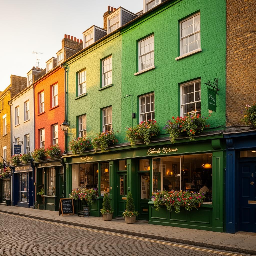 Beautiful UK townhouses on a charming high street